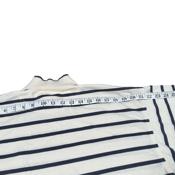 Vintage Nike Gray Tag Striped Collared T-Shirt w Pocket Sz L in Cream, Navy - Picture 6 of 8